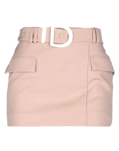 Shop Balmain Woman Mini Skirt Blush Size 8 Wool In Pale Pink