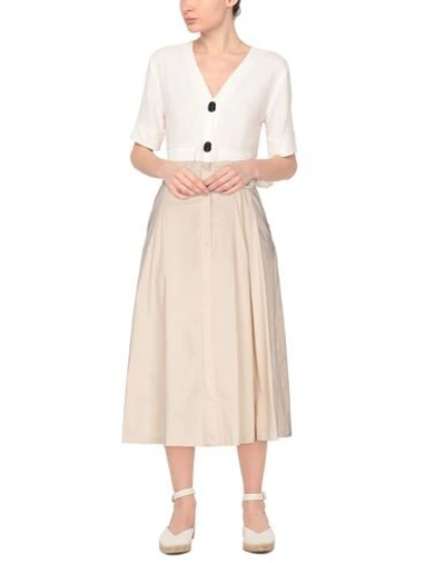 Shop Patrizia Pepe Midi Skirts In Beige