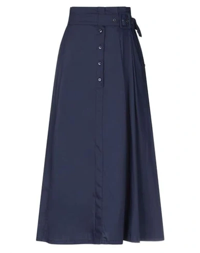 Shop Patrizia Pepe Woman Midi Skirt Midnight Blue Size 4 Cotton, Polyamide, Elastane