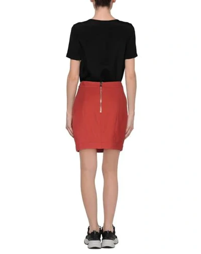Shop Balmain Woman Mini Skirt Brick Red Size 8 Viscose, Wool