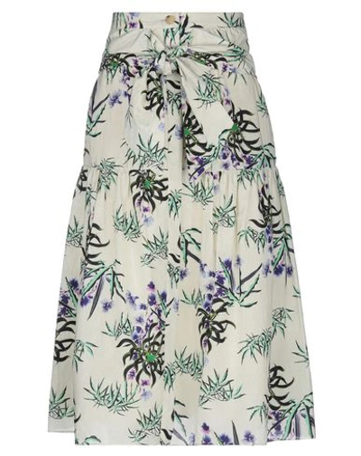 Shop Kenzo Woman Midi Skirt Ivory Size 6 Cotton, Linen In White