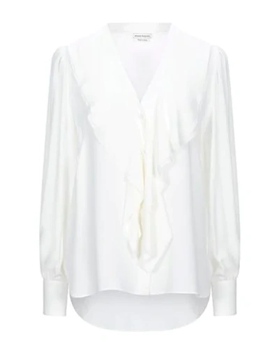 Shop Alexander Mcqueen Woman Top Ivory Size 6 Silk In White