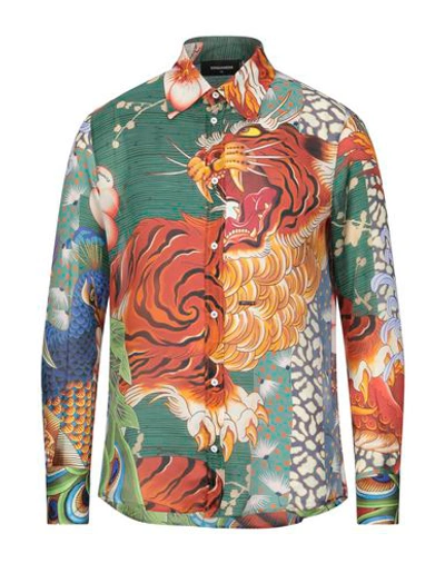 Dsquared2 Jungle Print Silk Shirt In Green