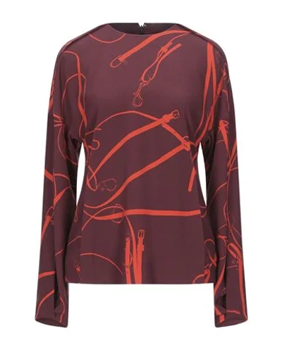Shop Victoria Beckham Blouses In Maroon