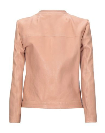 Shop Gucci Leather Jacket In Pale Pink