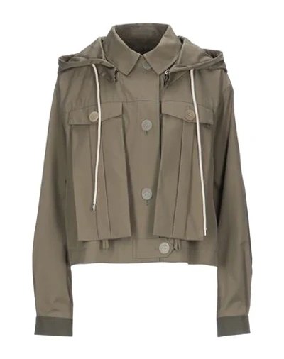 Shop Loewe Woman Jacket Military Green Size L Cotton