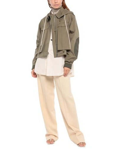Shop Loewe Woman Jacket Military Green Size L Cotton