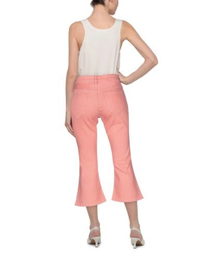 Shop Mm6 Maison Margiela Woman Denim Cropped Pastel Pink Size 4 Cotton, Elastane