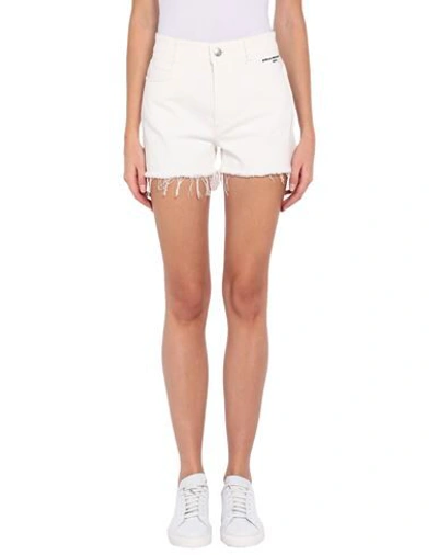Shop Stella Mccartney Woman Denim Shorts White Size 24 Cotton, Polyester, Elastane
