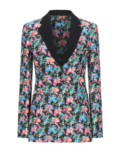Rabanne Floral Print Cotton & Viscose Jacket In Black