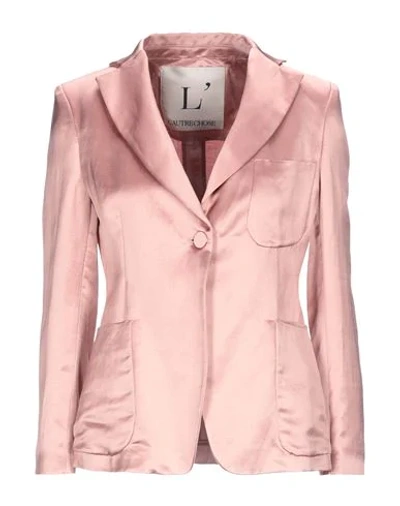 Shop L'autre Chose L' Autre Chose Woman Blazer Pink Size 4 Linen, Viscose