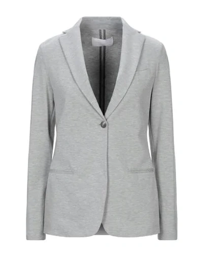 Shop Fabiana Filippi Woman Blazer Light Grey Size 10 Cotton, Polyamide, Elastane, Ecobrass