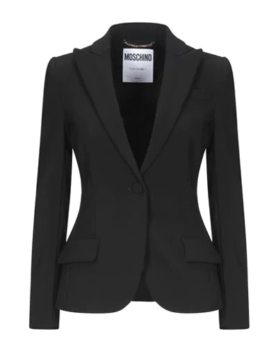Shop Moschino Woman Suit Jacket Black Size 10 Polyester, Polyurethane