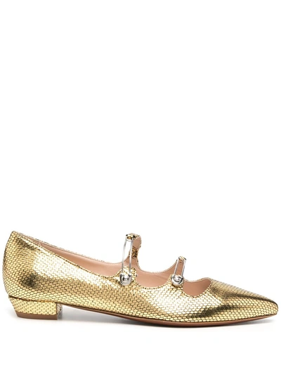 Shop Alexa Chung Pin-buckle Ballerina Flats In Gold