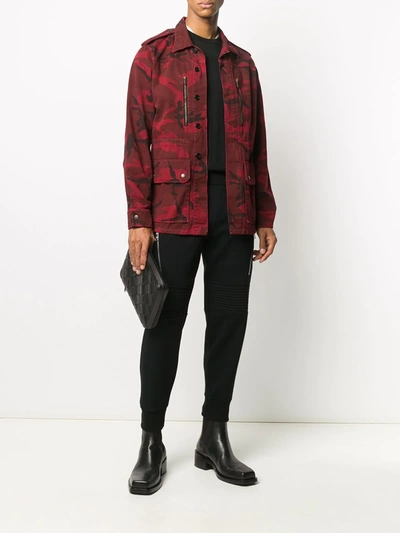 Shop Saint Laurent Camouflage-print Jacket In Red