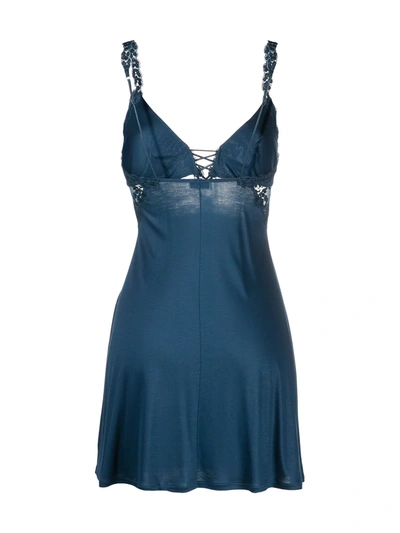 Shop La Perla Zephyr Silk Nightdress In Blue