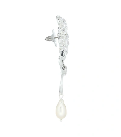 Shop Magda Butrym Borage Single Crystal-embellished Earring With Pearl In Silver
