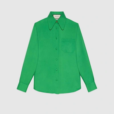 Shop Gucci Silk Twill Shirt In Green