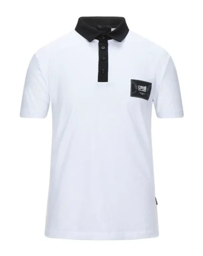 Shop Cavalli Class Man Polo Shirt White Size Xl Cotton, Elastane
