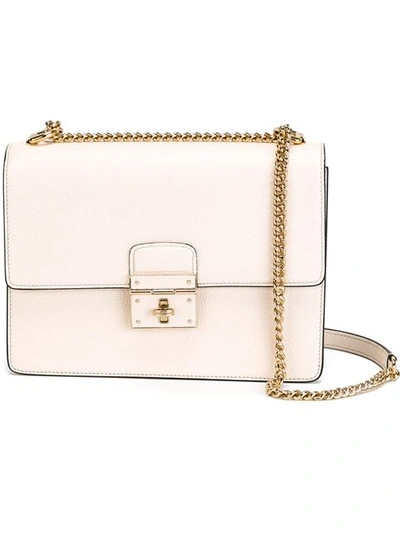 Dolce & Gabbana Rosalia Leather Shoulder Bag In White