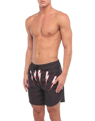 Shop Neil Barrett Swim Shorts In Black