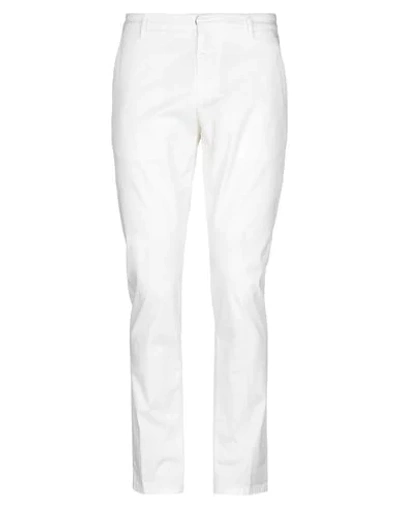 Shop Dondup Man Pants White Size 35 Cotton, Elastane