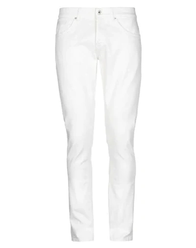 Shop Dondup Man Denim Pants White Size 30 Cotton, Elastane