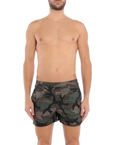 Shop Valentino Swim Shorts In Military Green