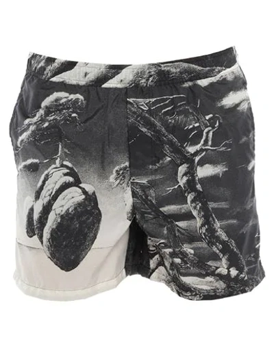 Shop Valentino Swim Trunks In Steel Grey