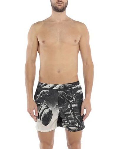 Shop Valentino Swim Trunks In Steel Grey