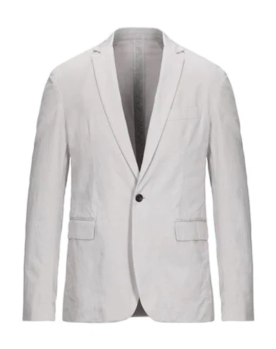 Shop Dondup Man Blazer Grey Size 40 Cotton, Linen, Elastane