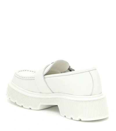 Shop Gucci Embellished Leather Loafers In White