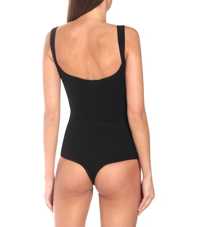 Shop Khaite Yves Ribbed Bodysuit In Black