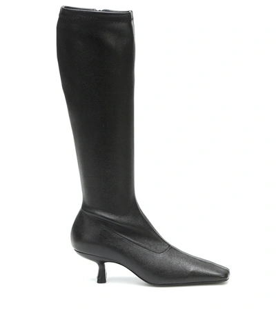 Shop By Far Rosalia Leather Knee-high Boots In Black
