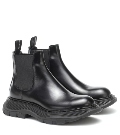 Shop Alexander Mcqueen Tread Leather Chelsea Boots In Black