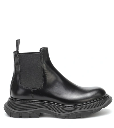 Shop Alexander Mcqueen Tread Leather Chelsea Boots In Black