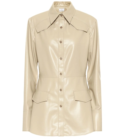 Shop Deveaux Sierra Faux Leather Blazer In Beige