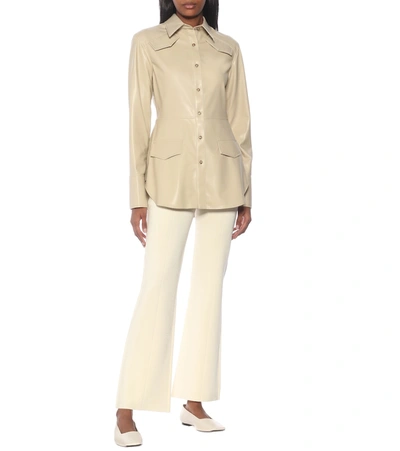 Shop Deveaux Sierra Faux Leather Blazer In Beige