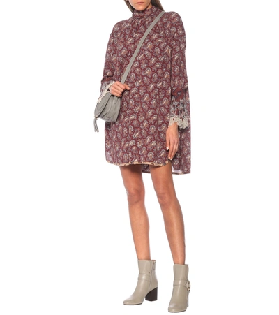 Shop Chloé High-neck Paisley Silk Minidress In Red