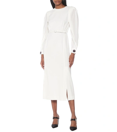 Shop Givenchy Wool Crêpe Midi Dress In White