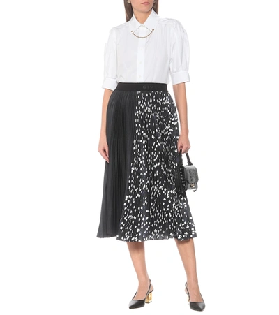 Shop Givenchy High-rise Pleated Satin Midi Skirt In Black