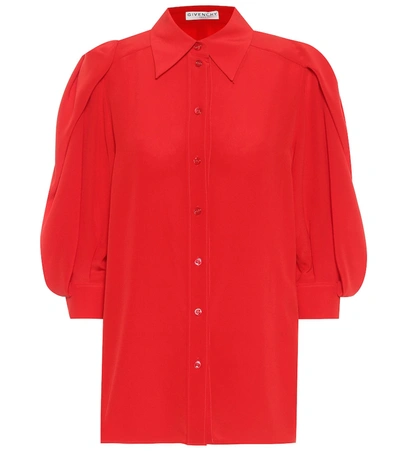 Shop Givenchy Silk-crêpe De Chine Blouse In Red