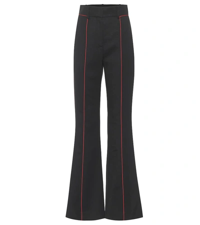 Shop Givenchy High-rise Flared Wool Pants In Black