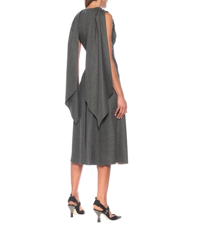 Shop Fendi Wool-blend Flannel Midi Dress In Grey