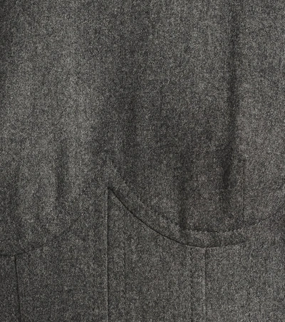 Shop Fendi Wool-blend Flannel Midi Dress In Grey