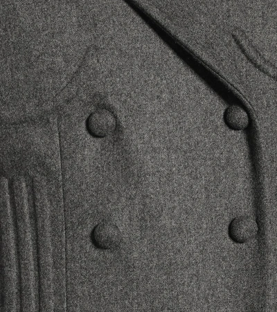 Shop Fendi Wool-blend Flannel Coat In Grey