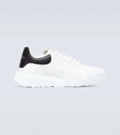 Shop Alexander Mcqueen Court Leather Sneakers In Op.whi/whi/blk