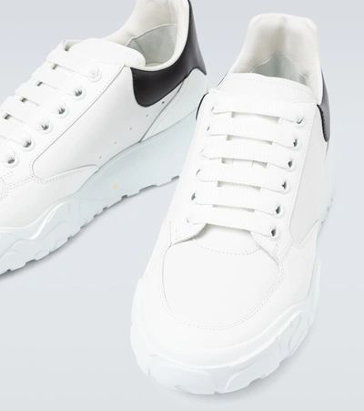 Shop Alexander Mcqueen Court Leather Sneakers In Op.whi/whi/blk