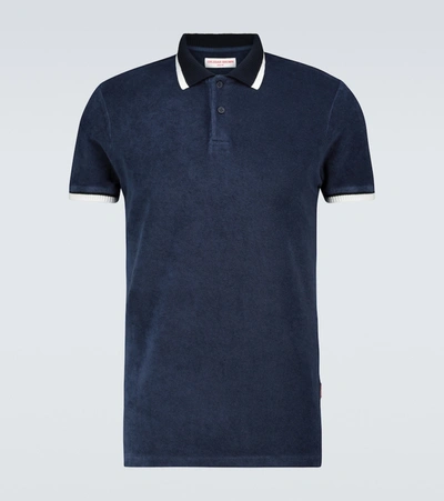 Shop Orlebar Brown Jarrett Toweling Cotton Polo Shirt In Blue