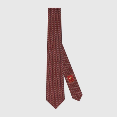 Shop Gucci Interlocking G Horsebit Silk Tie In Brown